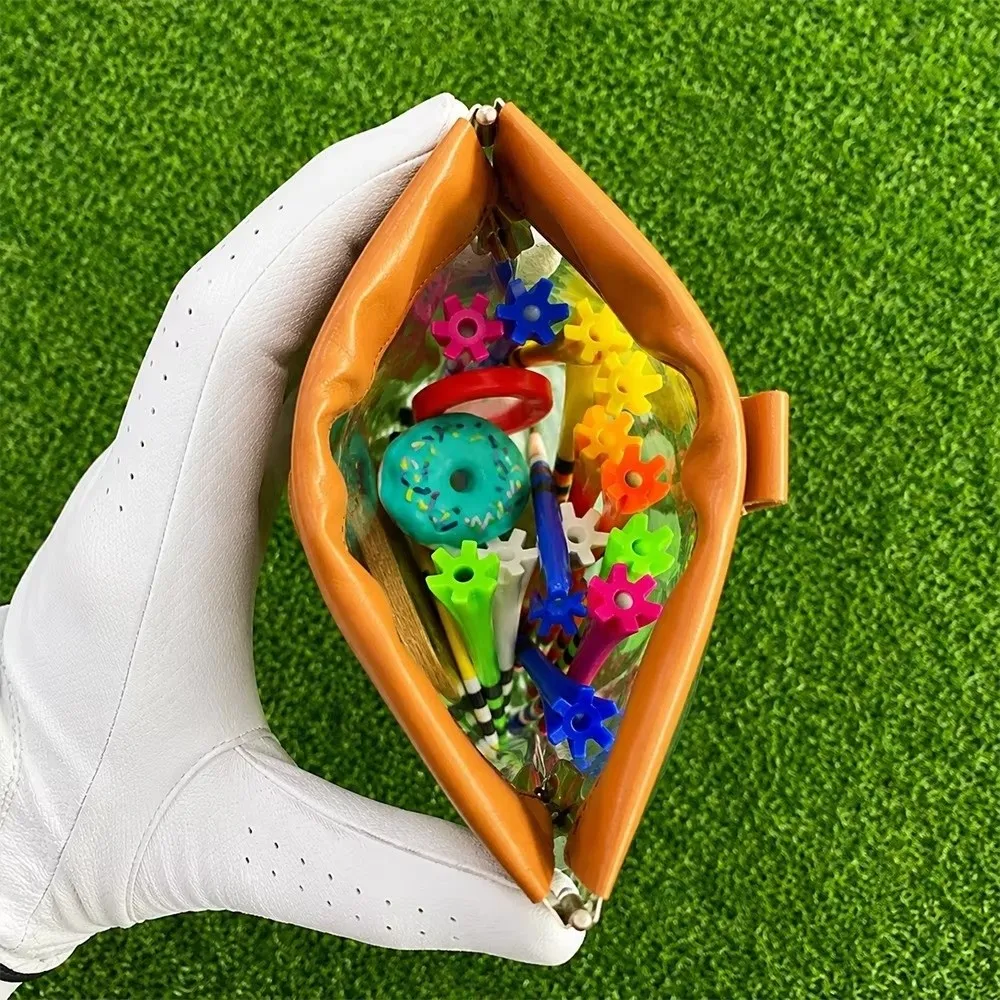Transparent Golf Bag Pouch PVC Wide-Mouth Golf Tee Storage Holder with Auto Close Hanging Pouch Golf Tool Storage Bag