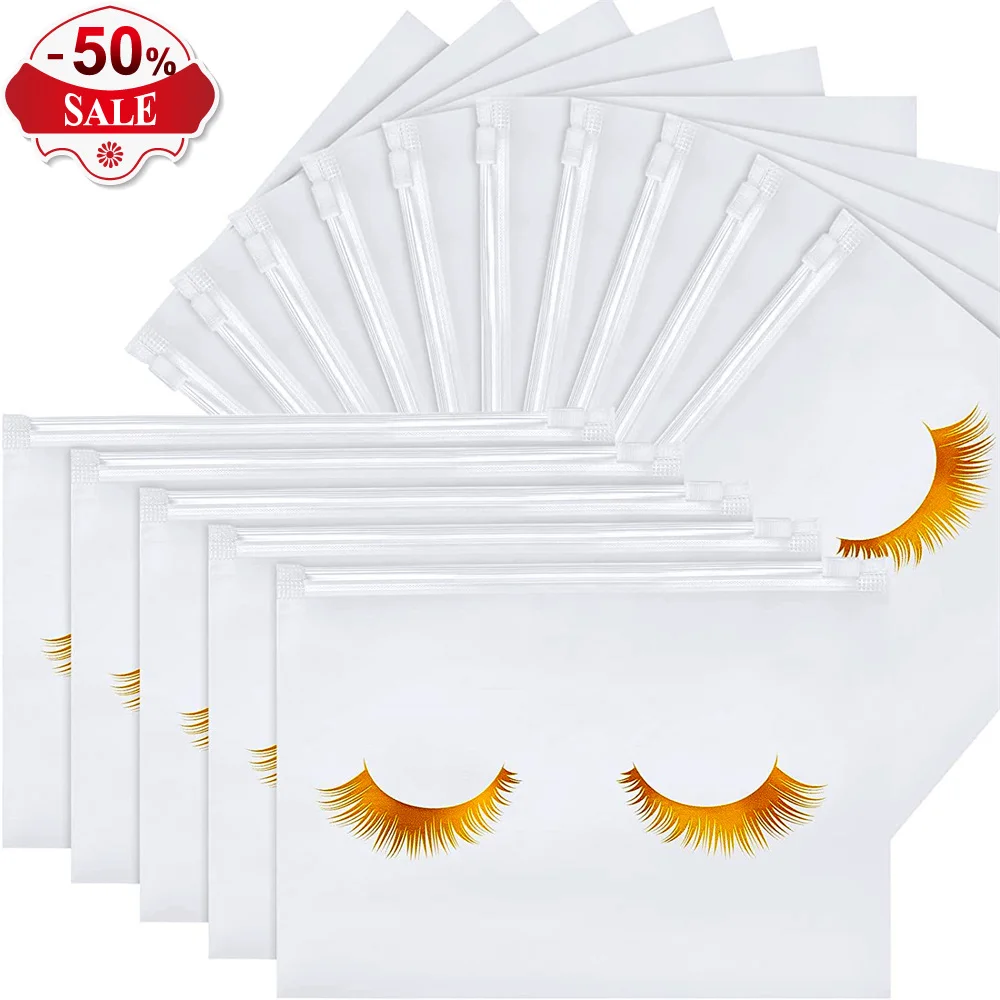 50PCS Eyelash Aftercare Bags Cosmetic Plastic Gift Packaging Lash Makeup Storage Pouches Portable Travel Beauty Salon Supplies