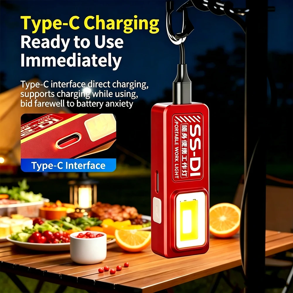 Mini COB LED Portable Flashlight USB Rechargeable Powerful Work Light with Clip Magnet Waterproof Camping Walking Pocket Lamp image 4