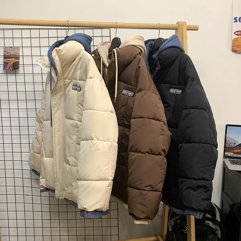 Chaqueta de invierno Parkas para hombre, abrigo grueso y cálido con capucha, chaquetas para hombre, Parka informal de Color sólido, abrigo para mujer, nueva moda urbana