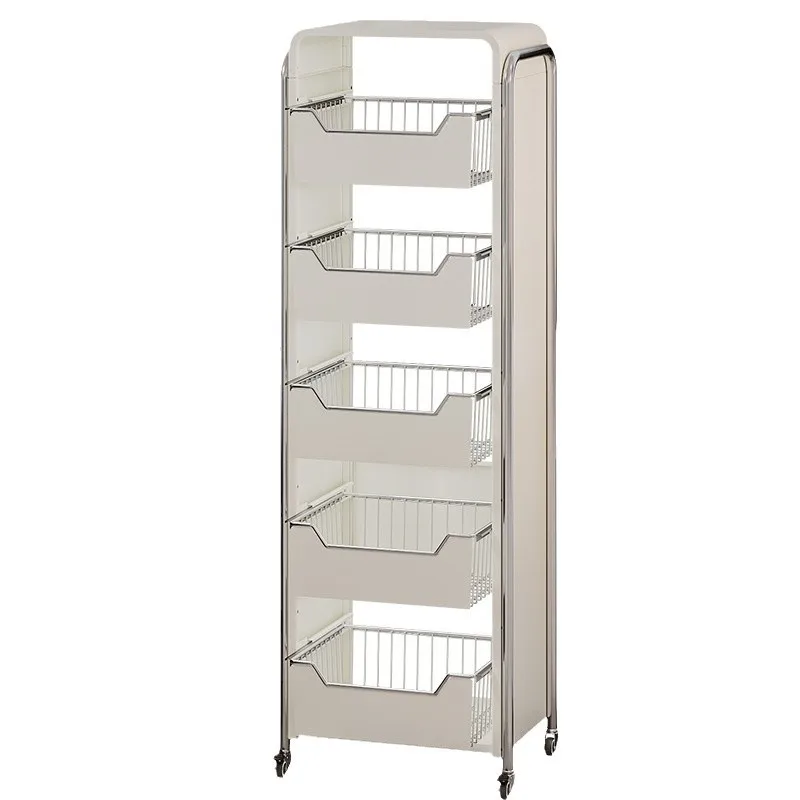 High-aesthetic snack racks stand in a floor-standing multi-layer pull-out living room
