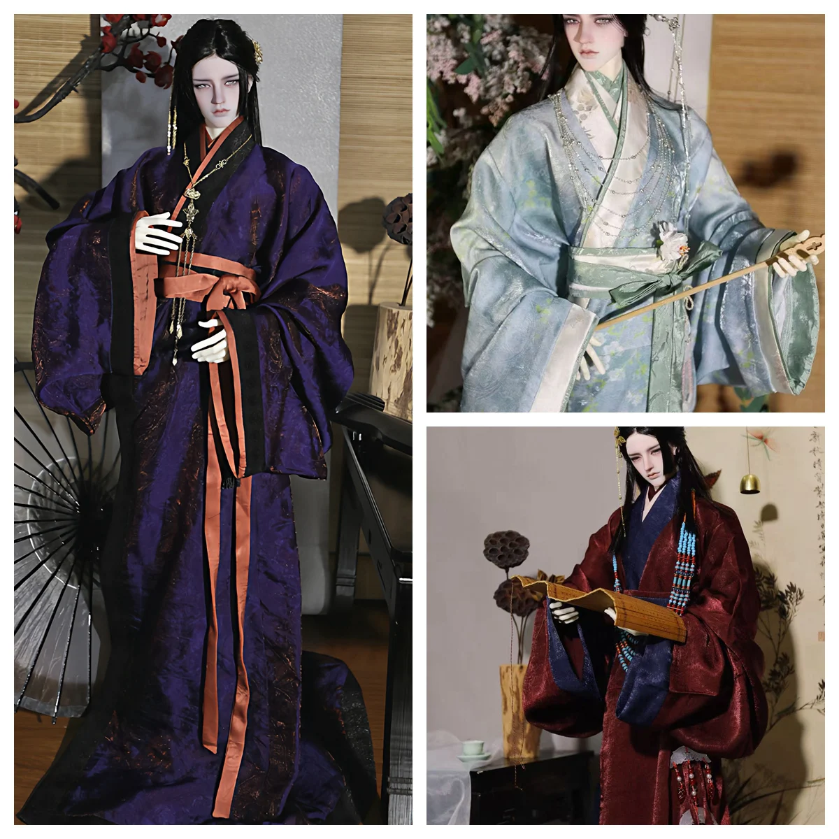 1/3 Scale BJD Uncle Clothes Ancient Costume Hanfu Warring States Robe Samurai Outfit For BJD/SD 70-75CM Doll Accessories A2162