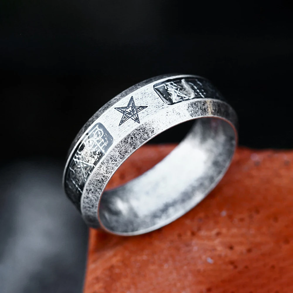 New Fashion 316L Stainless Steel Satanic Star Rings For Men Women Retro Satanic System Emblem Ring Amulet Jewelry Gift Wholesale