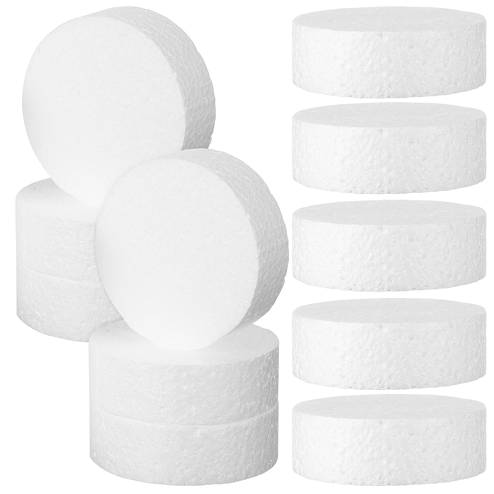 18 Pcs Round Foam Circles Cylinder Fake Cake Rounds Manual Baking Practicing Tool Dummies White