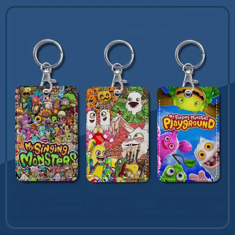 Game My Singing Monsters 1Pc Access Card Case Leather Card Holder Keychain Key Ring Door Access Tags ID Card Case Keychain