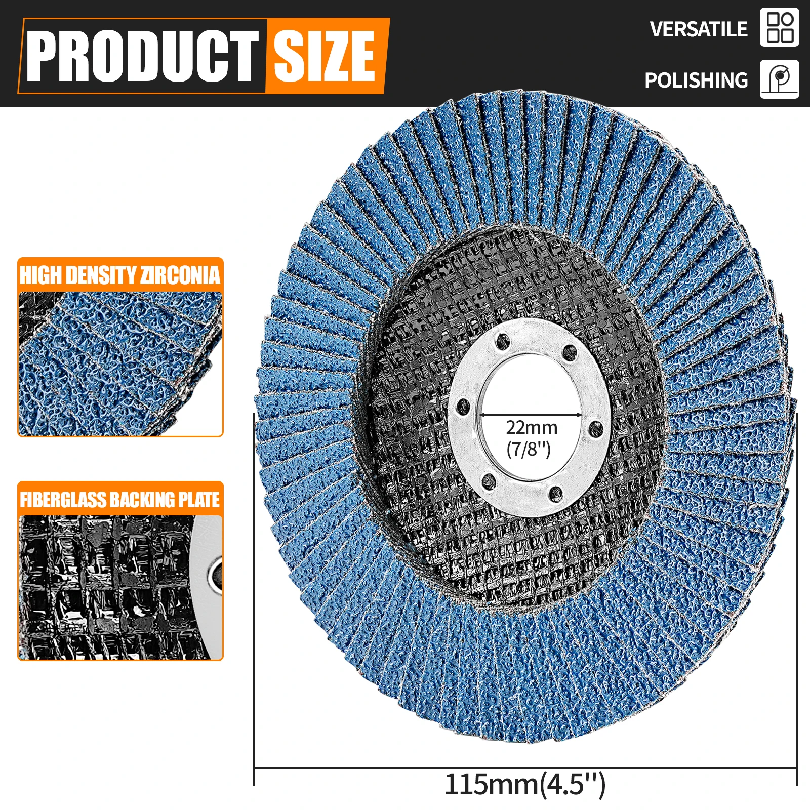 1-10pcs Flap Discs 4.5 Inch  Angle Grinder Sanding Discs 40/60/80/120 Grit For  Metal Plastic Wood Removal Abrasive Polishing