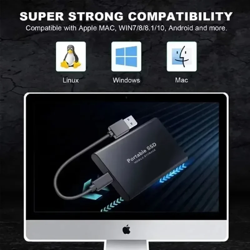 محرك الأقراص الصلبة المحمول SSD 1 تيرا بايت عالي السرعة 2 تيرا بايت محرك الأقراص الصلبة الخارجي 4 تيرا بايت محرك الأقراص الصلبة سعة كبيرة USB 3.1 لأجهزة الكمبيوتر المحمولة/الكمبيوتر/MAC