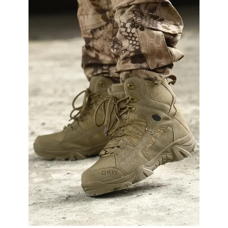 

Fashion 2025 Men's Desert Combat Boots Outdoor Leather Hiking Shoes Men Hunting Work Safty Boots Men's Short Boots ankle