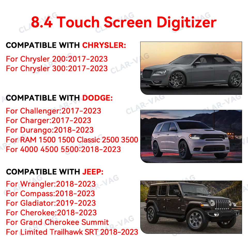 8.4 Inch LCD Touch Screen Digitizer For Dodge Challenger Charger Durango for Jeep Radios GPS Navigation LA084X01(SL)(01)(02)