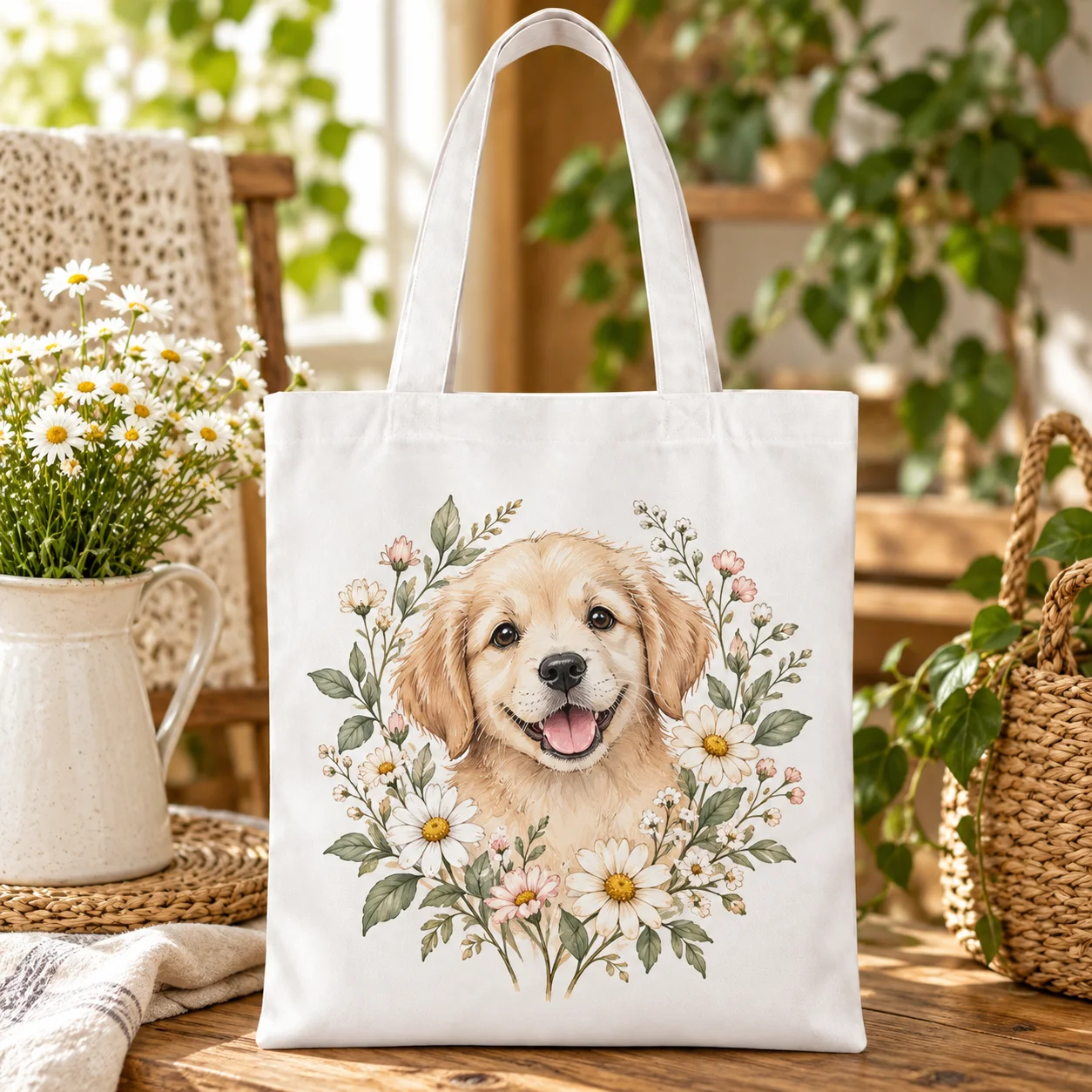 Custom Print White Canvas Tote Bag 35*40cm Single Side Partial Printing Personalized Image Photo Shoulder Shopping Bag Reusable