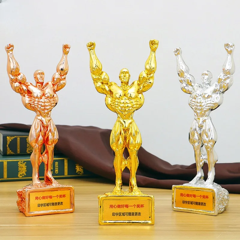 High-grade Resin Gold-plated Fitness Fitness Competition Trophy, Muscle Statue Decoration, Fitness Model, Family Decoration