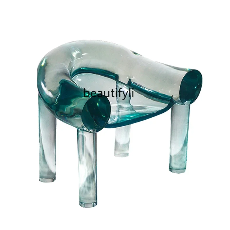 FG28Sales Negotiation Area Chair Hotel Lobby Transparent Resin Sculpture Stool Decorative Art Leisure Chair