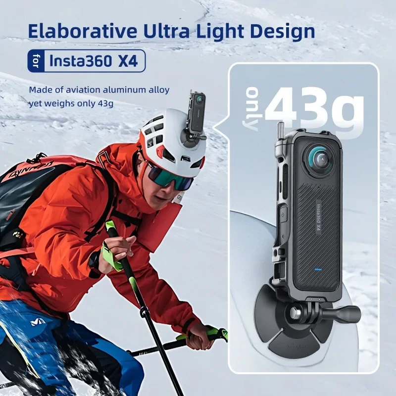 حافظة بإطار معدني من AMagisn لملحقات قفص واقٍ من سبائك الألومنيوم Insta360 X4 مع غطاء عدسة وحامل حذاء بارد