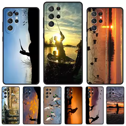 Bird Duck Hunting Sunset phone case For Samsung Galaxy S24 S23 S22 Ultra Note 10 20 Plus S8 S9 S10 S20 S21 FE Cover
