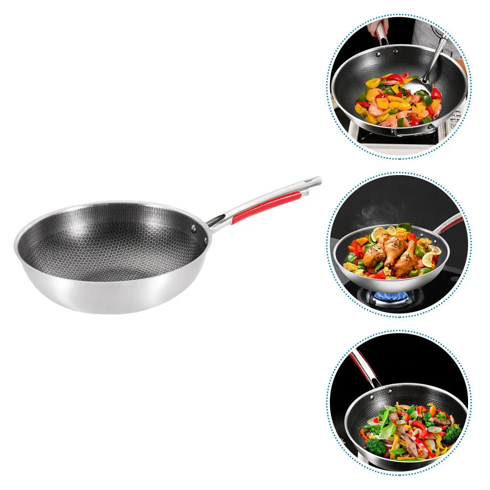 

Stainless Steel Honeycomb Nonstick Skillet Pan Ergonomic Handle Small Frying Pan Egg Cooking Household Kitchen