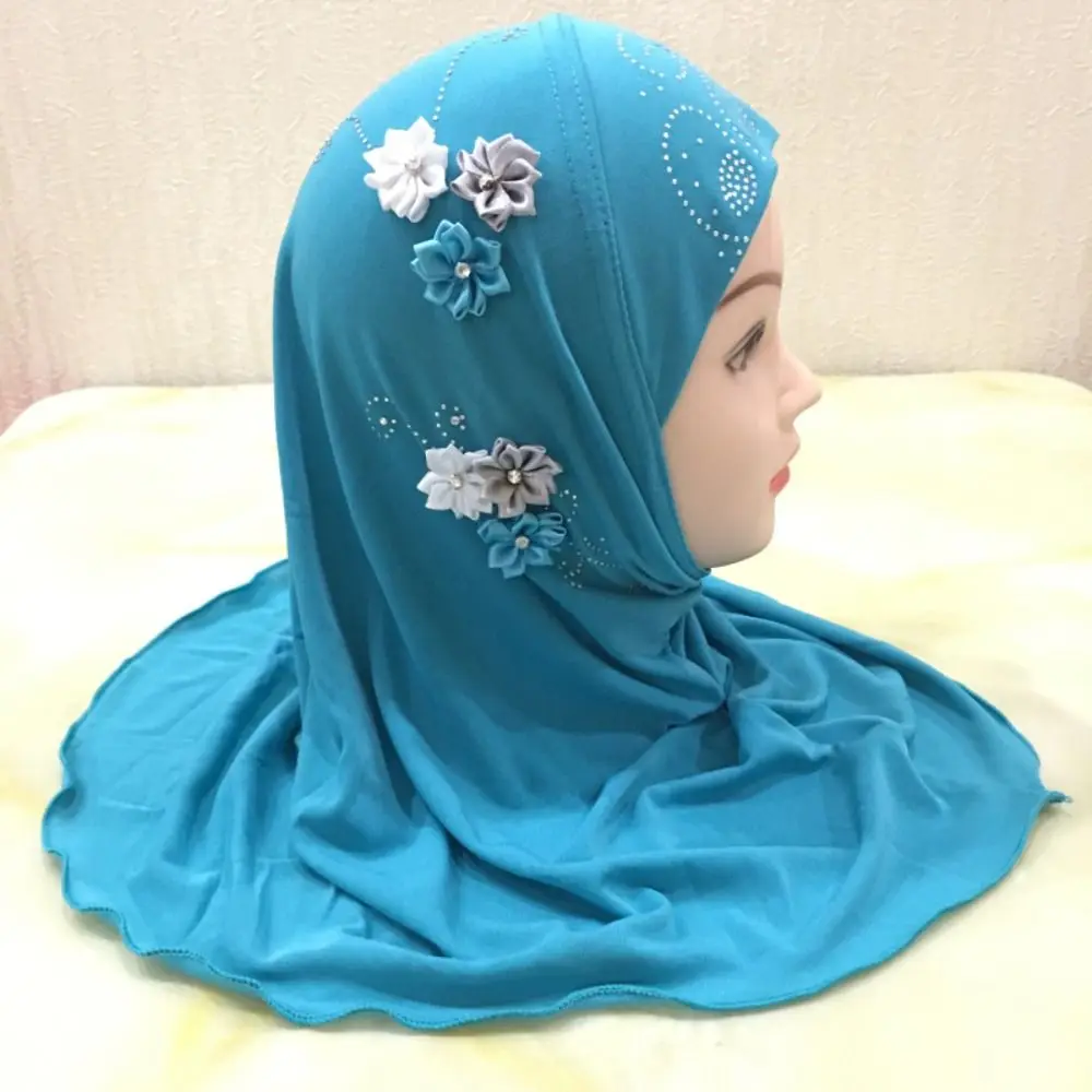 Beaux fleurs Hijab bandeau écharpe islamique enfants foulard fille bandeaux