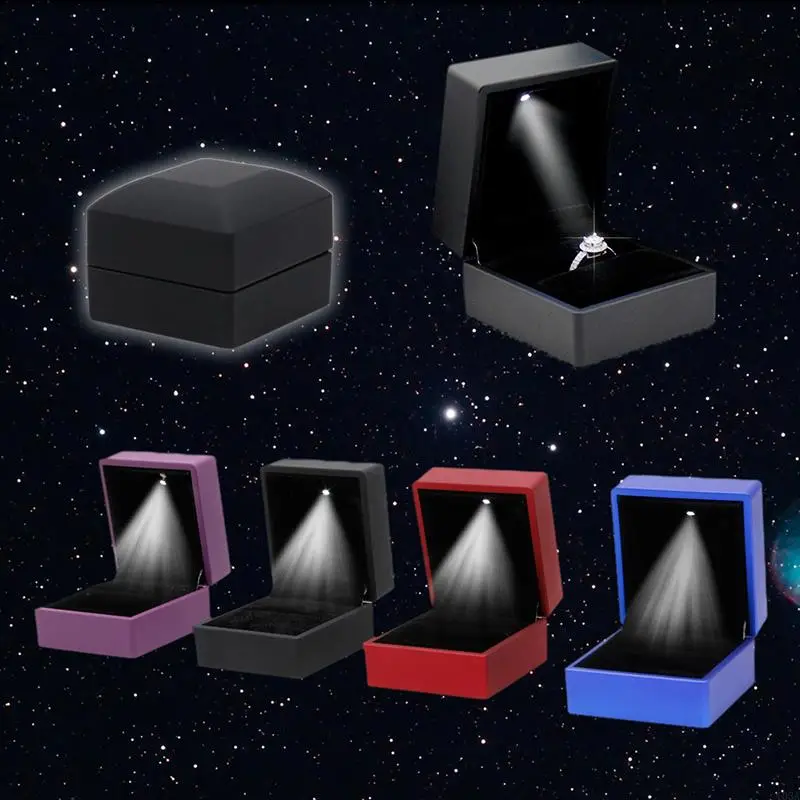 103A Proposal Ring Box LED Lighted Engagement Ring Box Square Earrings Ring Box