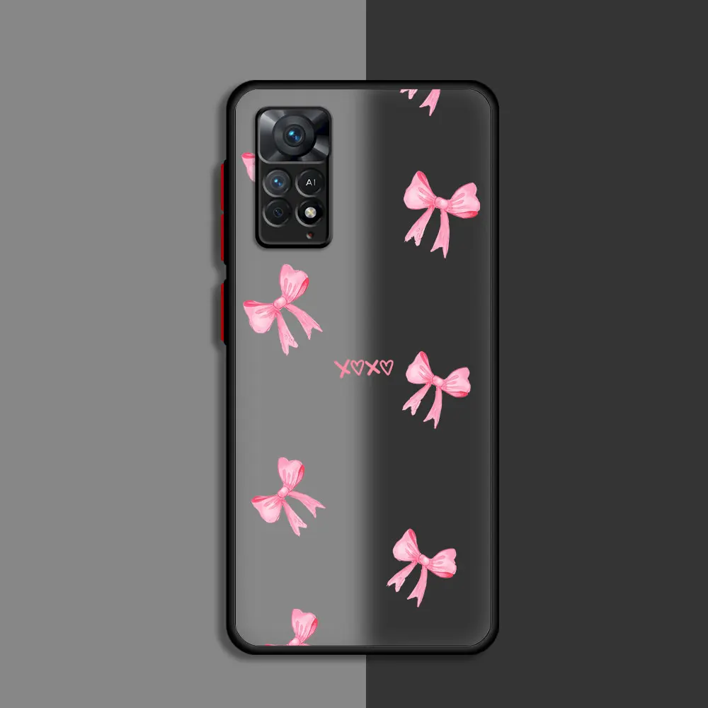 Custodia per telefono TPU con fiocco rosa per Xiaomi Redmi Note 10 Pro 9 12S 12 13 Pro 11 Pro 11T 9T 11S 10S 9S 5G 11 12 Pro Plus Cover Matte