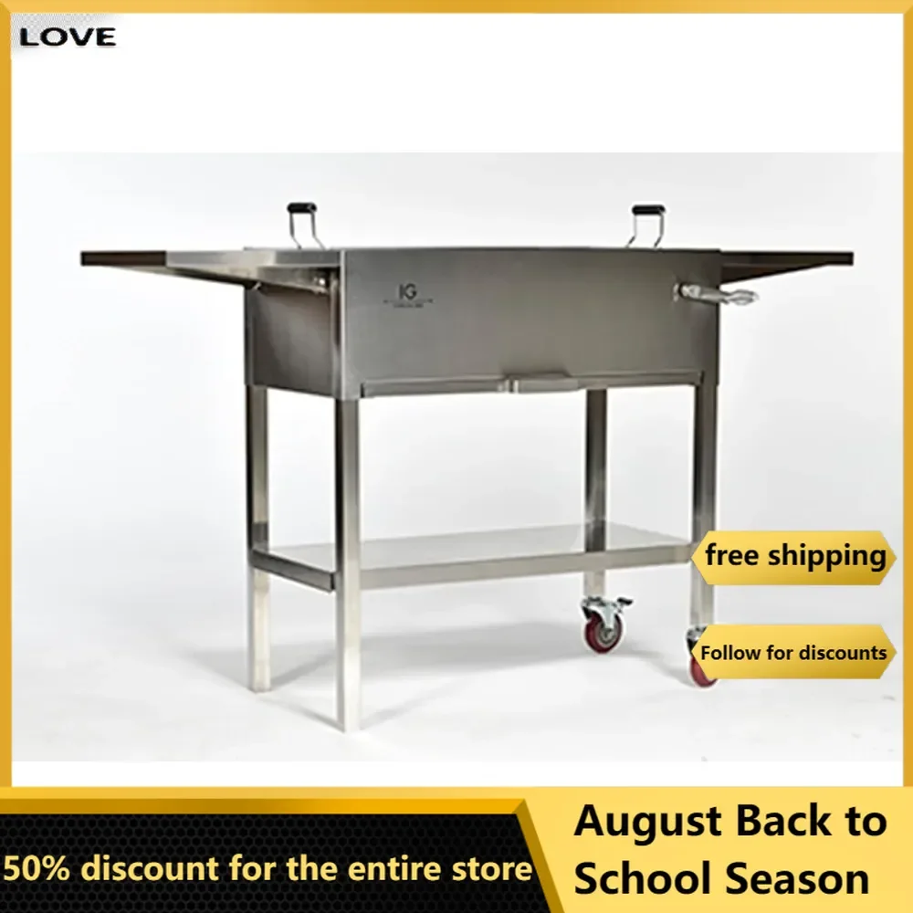 

Stainless Steel Barbeque Grill - (Silver) charcoal stove camping grill barbecue charcoal