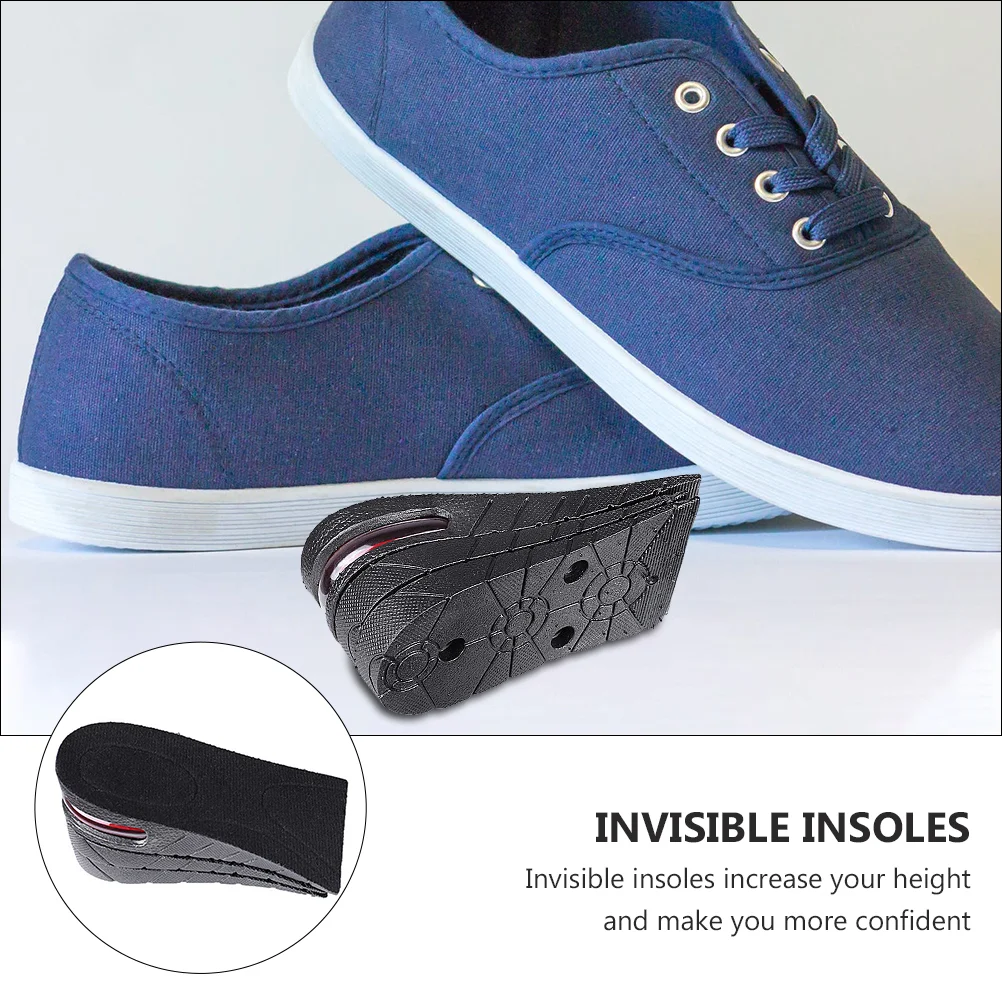 Shoe Inserts Inner Booster Pad Invisible Increasing Insoles Increased 14X7X6cm Black Heel Lift Heightening Men and Women