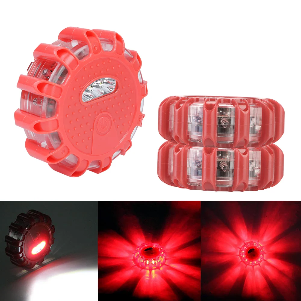 

LED Emergency Car Lights Safety Barricade Light Warning Lamp Super Bright Emergency Strobe Flashing Lights Round Warning Beacon