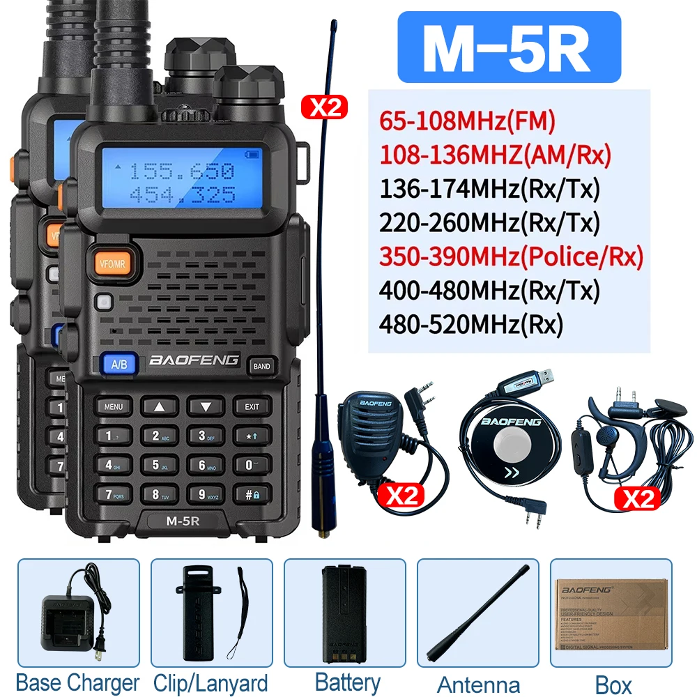 Baofeng M-5R Walkie Talkie High Power Long Range Typ-C Wireless Kopierfrequenz Zwei-Wege-Radio Kommunikation Amateurfunk zum Wandern