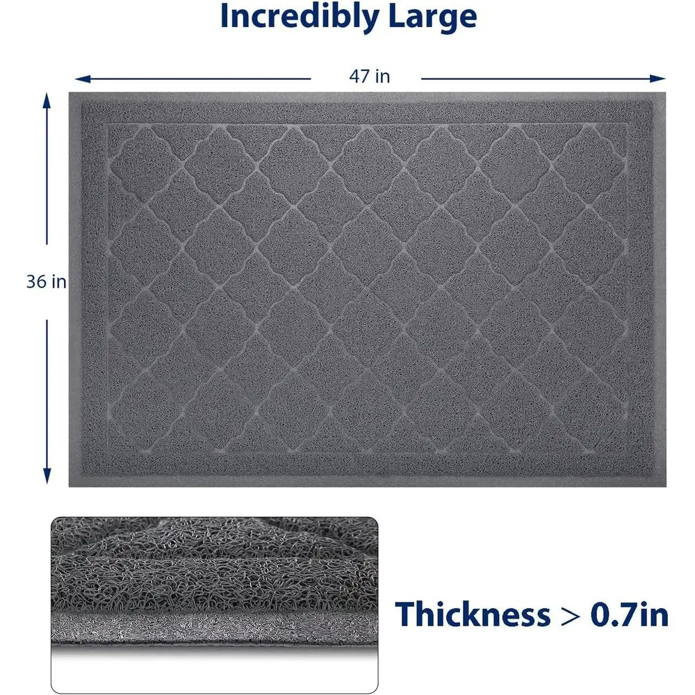 Cat Litter Box Mat, Premium PVC Pad, Durable Trapping Rug, Phthalate Free, Urine-Resistant, Scatter Control, XXL 47 x 36 Inch, G view 2