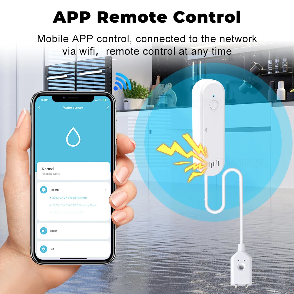 Tuya Smart Home WiFi Leak Sensor مع تطبيق الهاتف المحمول إنذار عن بعد توقيت كاشف المنزل لمنتجات المنزل الذكي