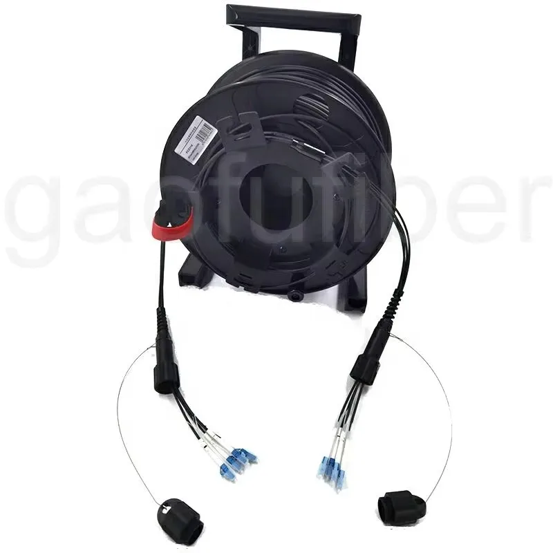 Singlemode Armored Tactical Fiber Optic Cable Reel With OM3 OM4 OM5 Multimode LC Deployable Fibre Cable for Broadcast