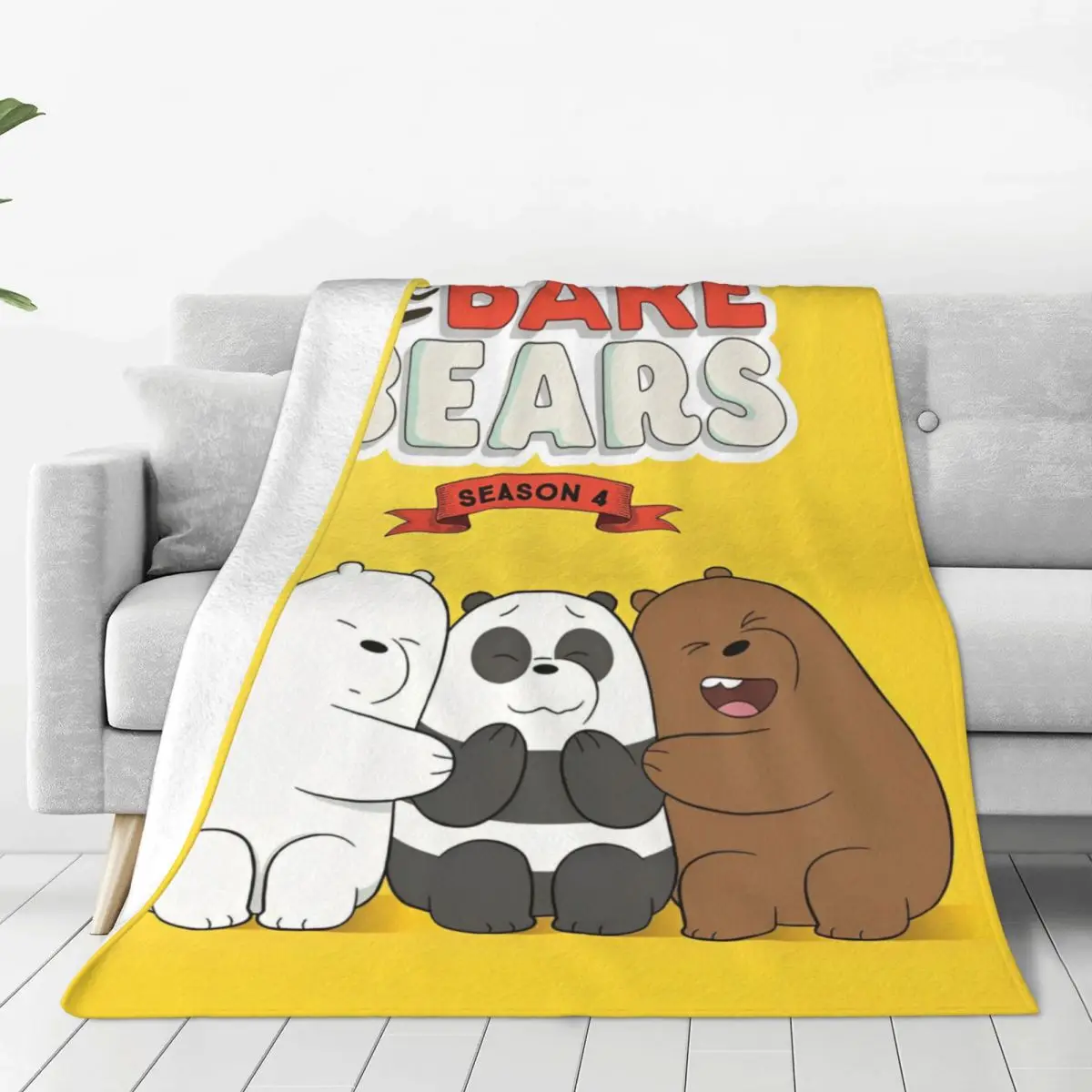 Soft Blankets Picnic We Bare Bears Cartoon (1)-bayingimg Throw Blanket Flannel Bedspread For Home Decor Funny Sofa Bed Cover