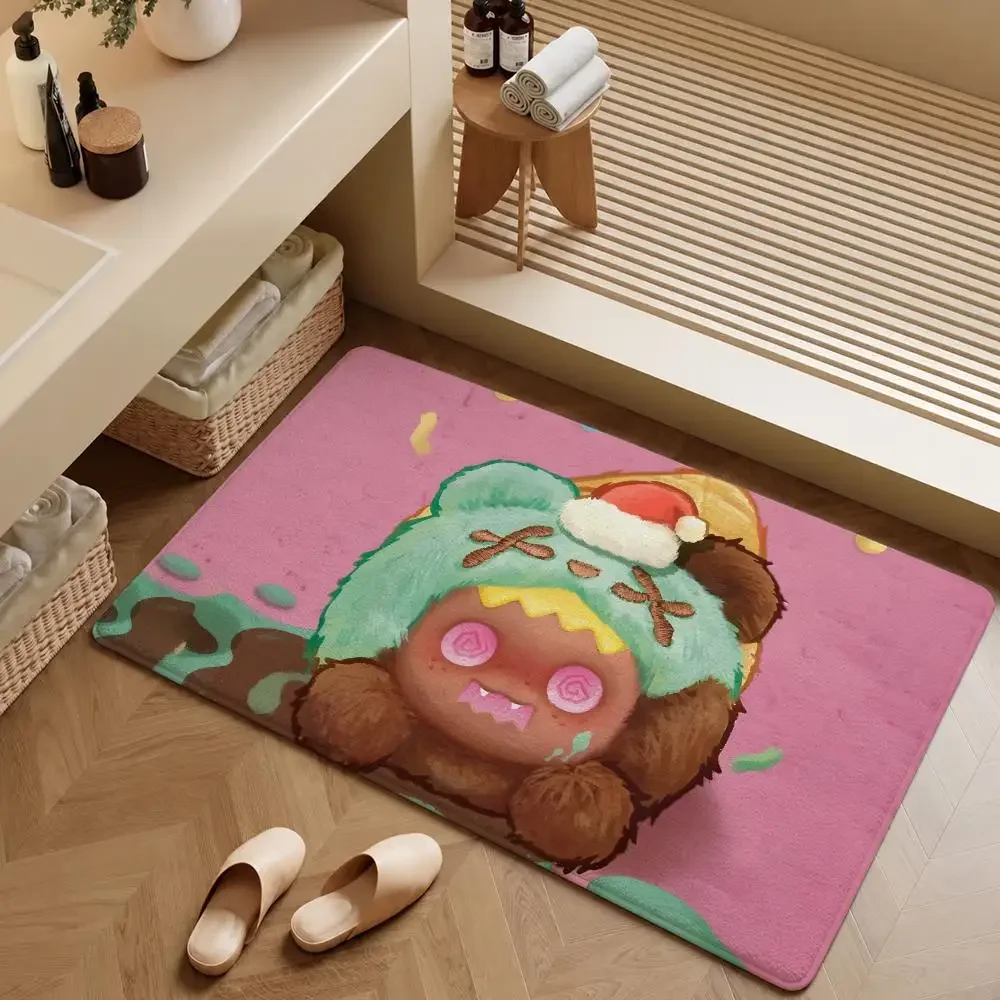 Character SHINWOO Ghost Bear Ghost Diner Floor Mat Soft Flannel Entrance Doormat Non-Slip Washable Rug For Bedroom Home Decor