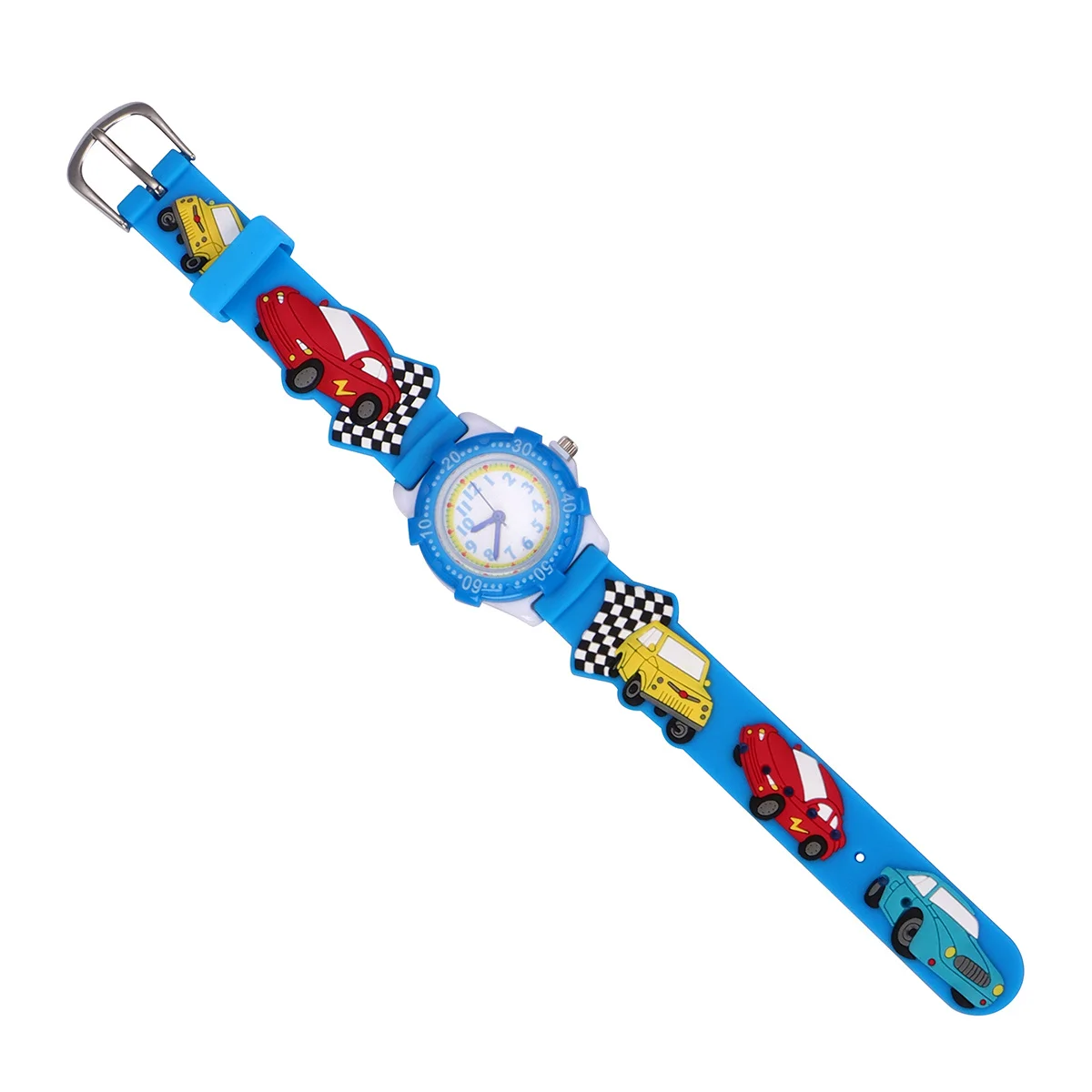 Cartoon 3D Watch Blue Car Pattern Waterproof Wristwatch Lightweight Comfortable Gift 3D Watch