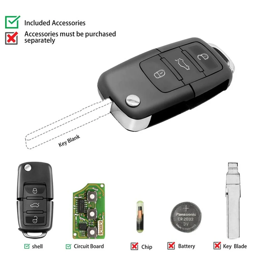 5/10Pcs Xhorse XKB501EN for VW Volkswagen B5 Type 3 Buttons Universal Wire Remote Car Key X001-01 for VVDI2 VVDI Key Tool