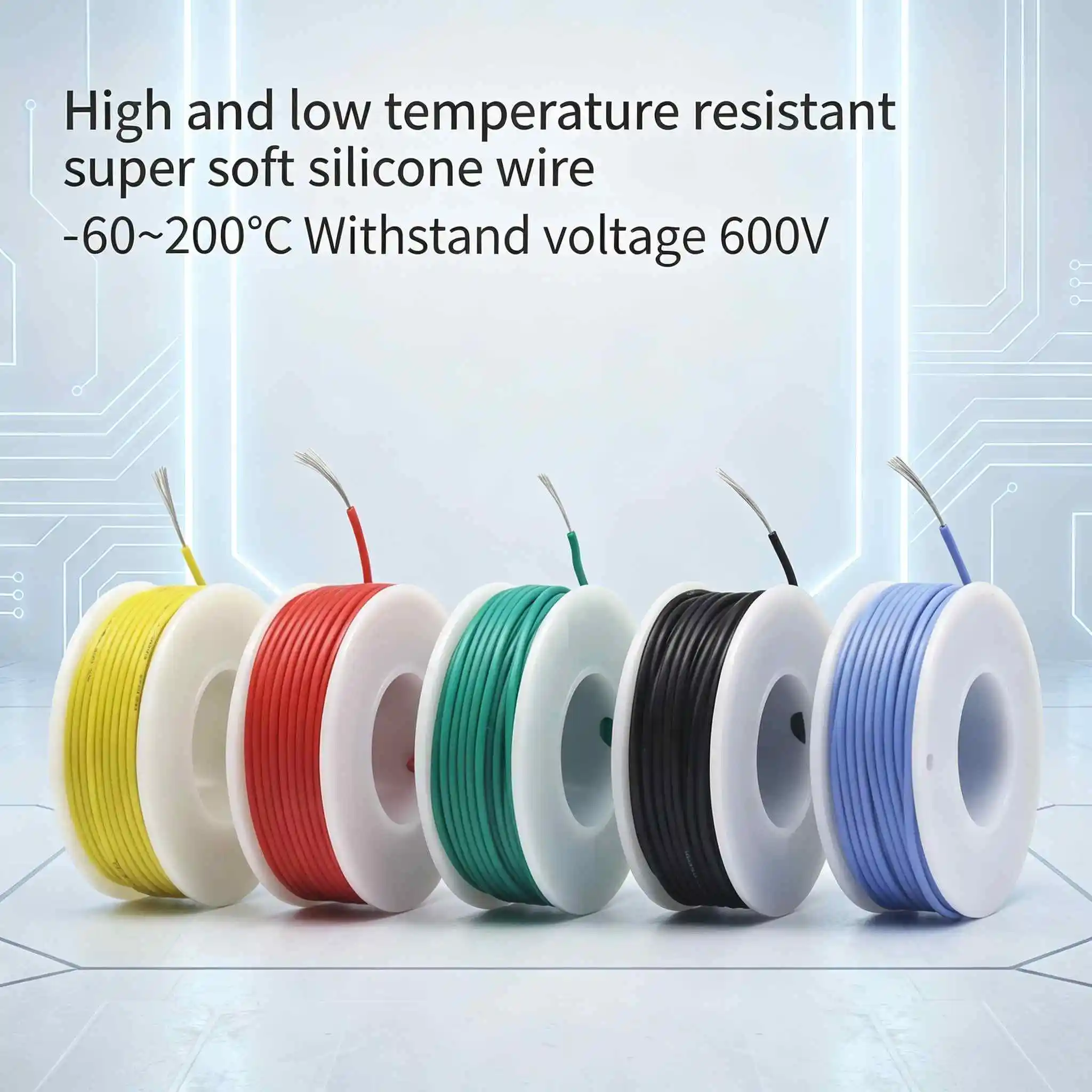 Image of 18/20/22/24/26/28 AWG Flexibles Silikon-Isoliertes Elektronikkabel Verzinntes Kupferkabel 5 Farben Umweltfreundliches DIY LED-Kabel