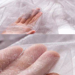 Fabric Gauze Tulle Lace Bright Silk Soft Mesh 150cm Width with Pearlescent for DIY Wedding Dress & Headdress Costume Home Supply