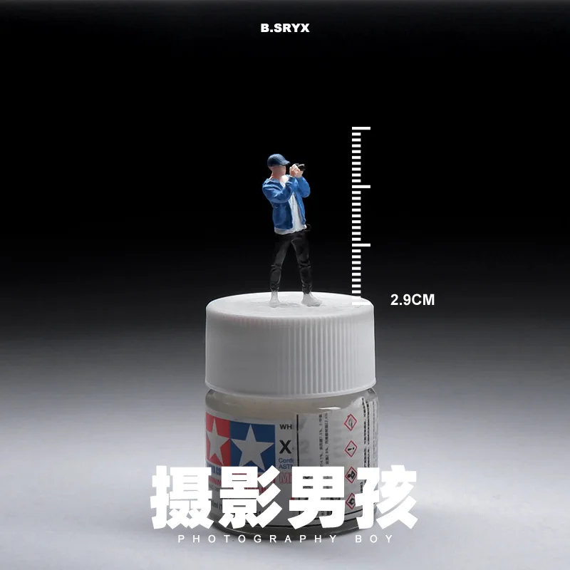 1/64 Scale Miniature Mini Doll Different Postures Photographer Model DIY Figure Accessory Street/News Photography Display Gifts