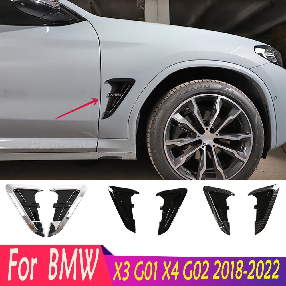 Hot For BMW 2018-2022 X3 G01 X4 G02 High Quality ABS 2Pcs/set Shark Gills Side Vent Sticker Car Side Air Vent Cover Trim