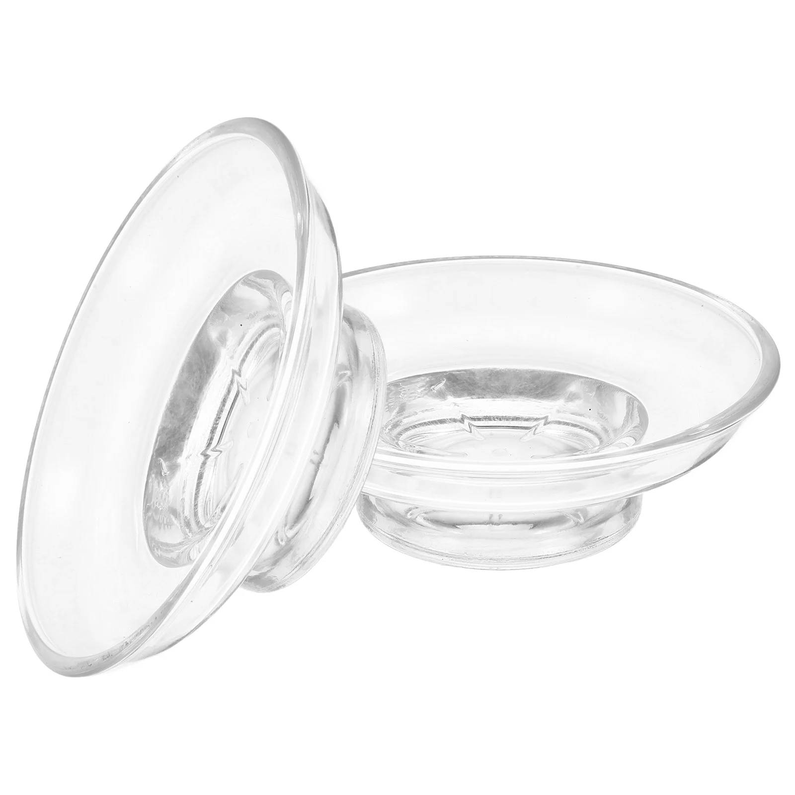 

2 Pcs Soap Dish Small Glass Clear Round Wax Warmer Replacement Draining Tray Bathroom Holder Self Dry Longer Easy Clean Smooth