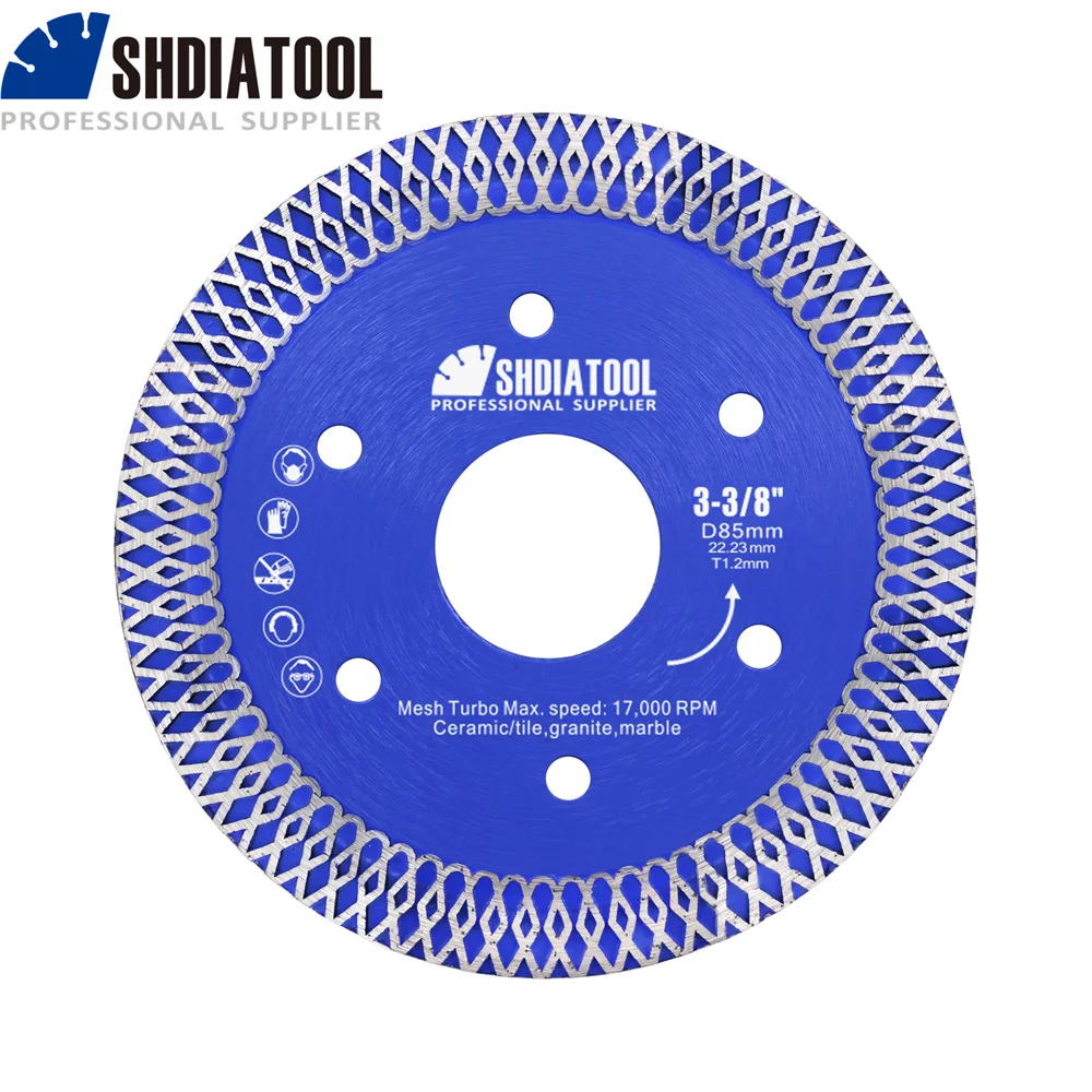 SHDIATOOL Dia85mm Diamond Cutting Disc X Mesh Turbo Saw Blade Tile Cutter Ceramic Marble Porcelain Saw Blade Bore 22.23mm