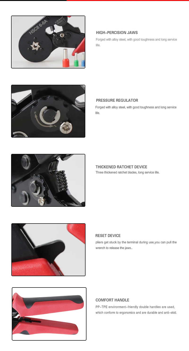 Rohr Terminal Crimpen Zangen HSC8 6-6 Crimper Draht Mini Ferrule Crimper Werkzeuge Haushalt Elektrische Kit Mit 1020 stücke Terminal – Detail 7
