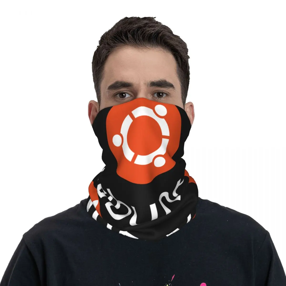 Ubuntu Logo Nek Gaiter Bedrukt Unisex Gezichtsmasker Sjaal Warme Hoofdband Wandelen Winddicht