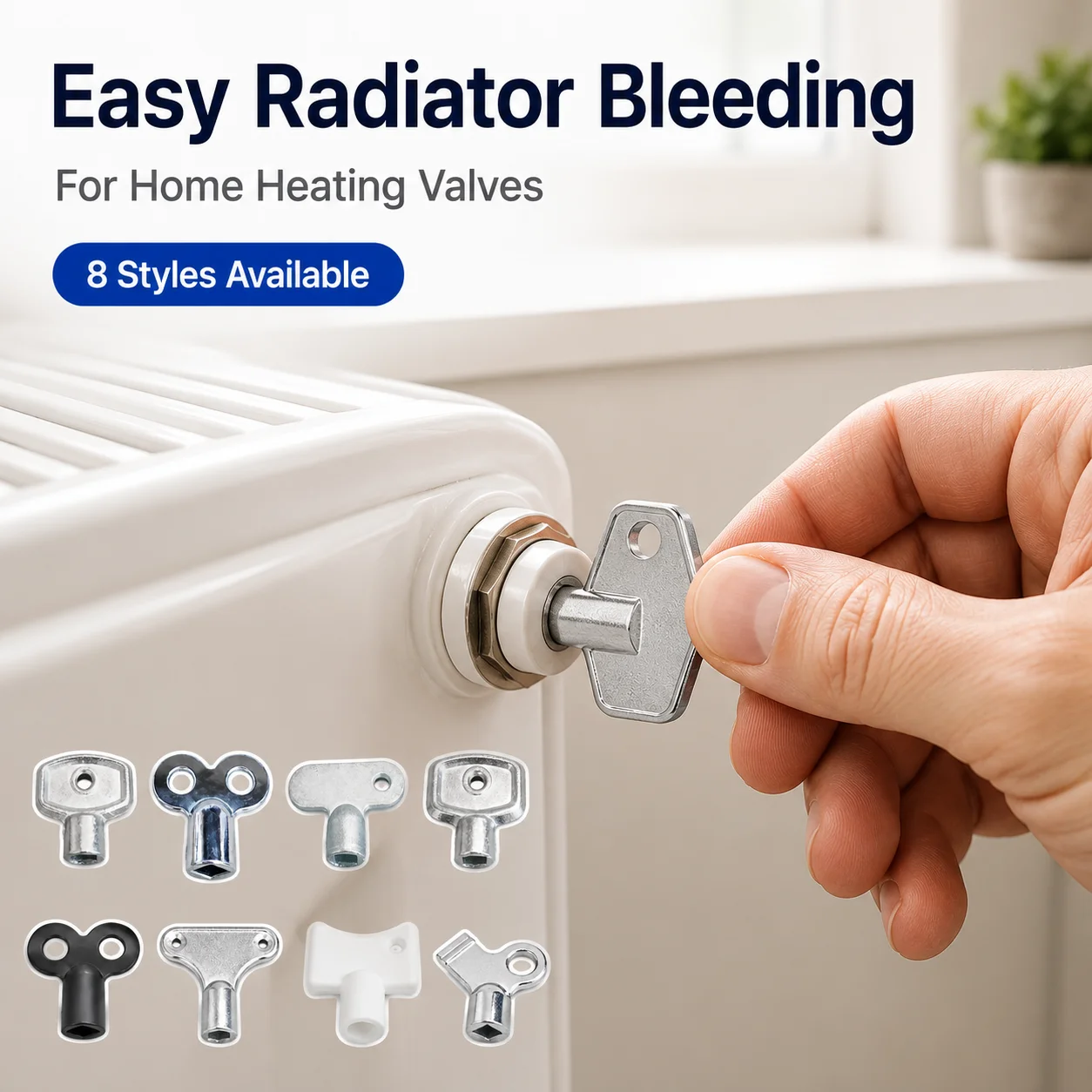 Radiator Valve Key, 5mm Square Socket Bleeder Key for Central Heating, Air Vent Plumbing Faucet Wrench Tool