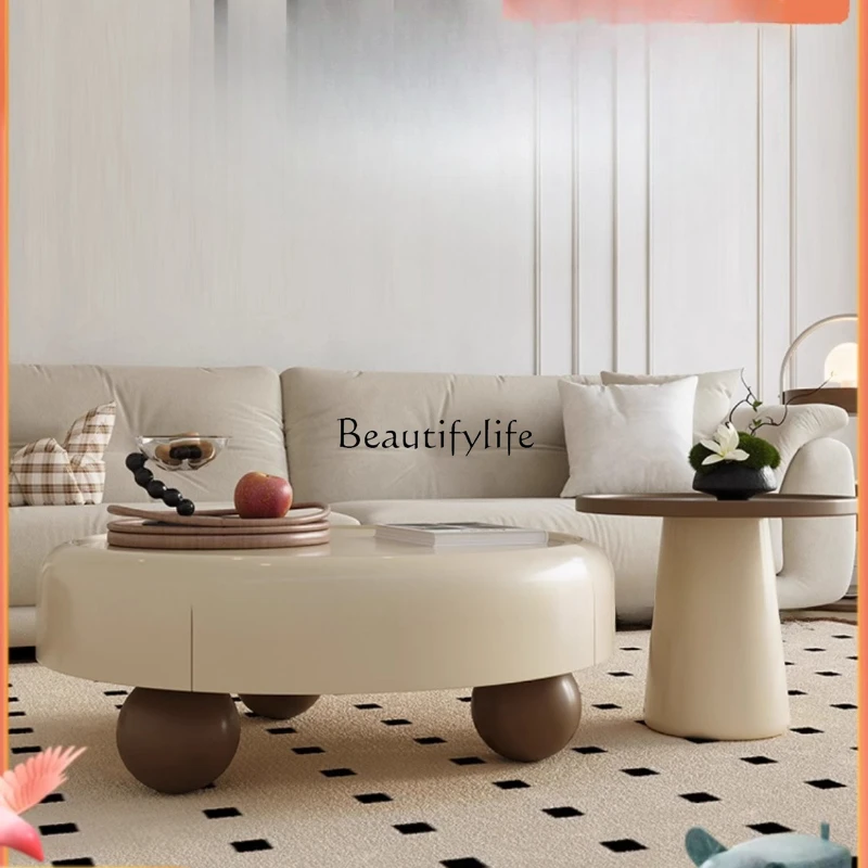 

French small apartment, cream style round, especially beautiful coffee table for home use