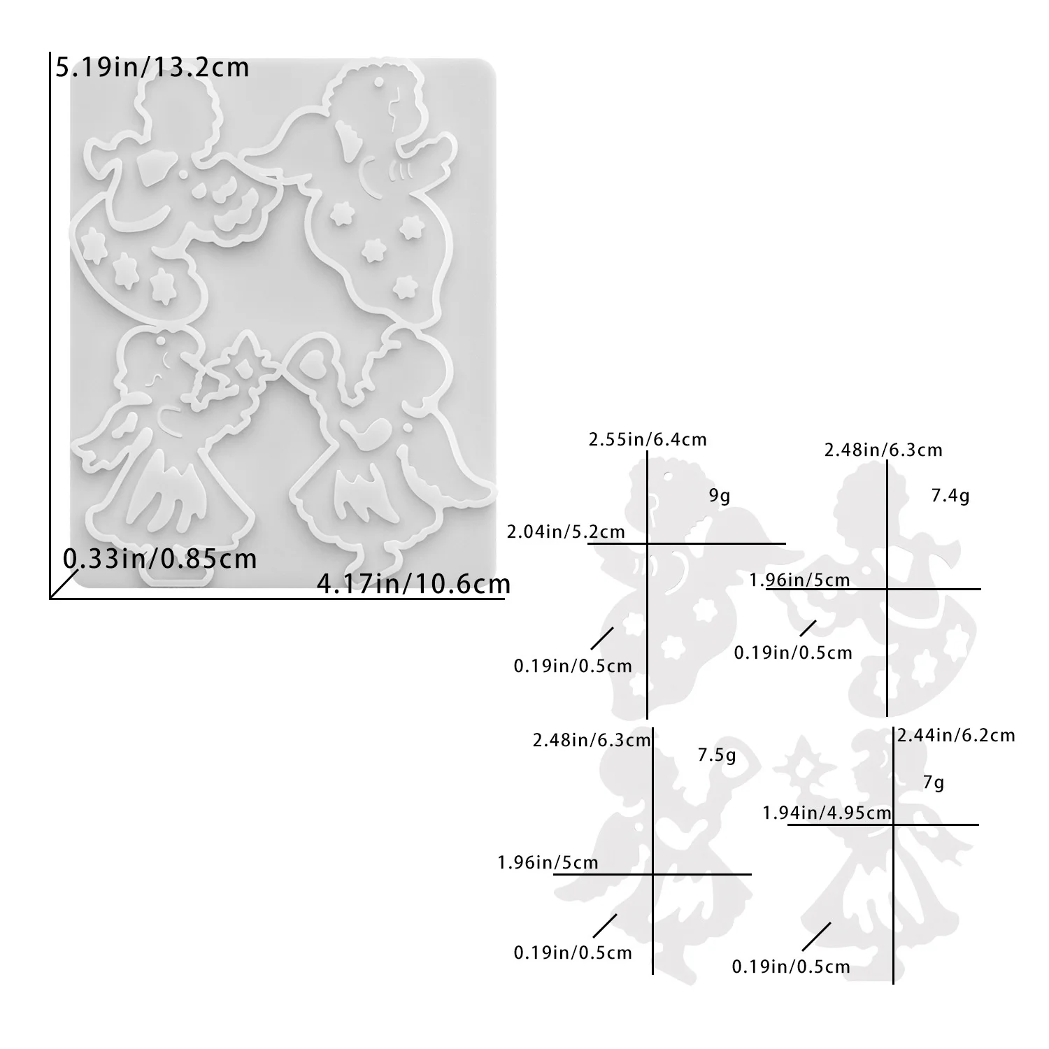 DIY resin mold for heart-shaped ornaments, angel pendant decoration plaster silicone mold
