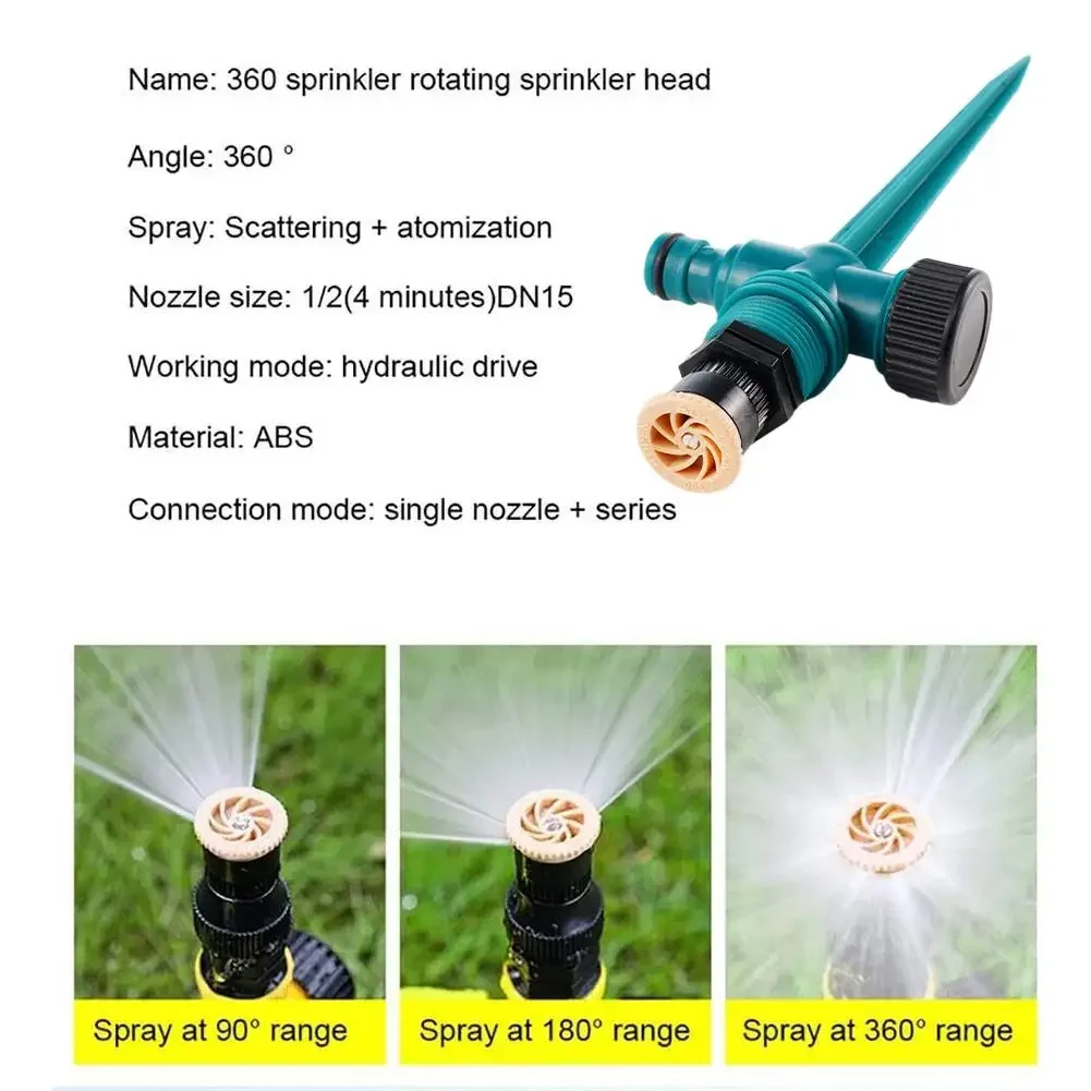 Irrigatore da giardino 360 °   Sistema di irrigazione per irrigazione a rotazione Agricoltura Tubo automatico a terra Spina regolabile Atomizzazione interrata