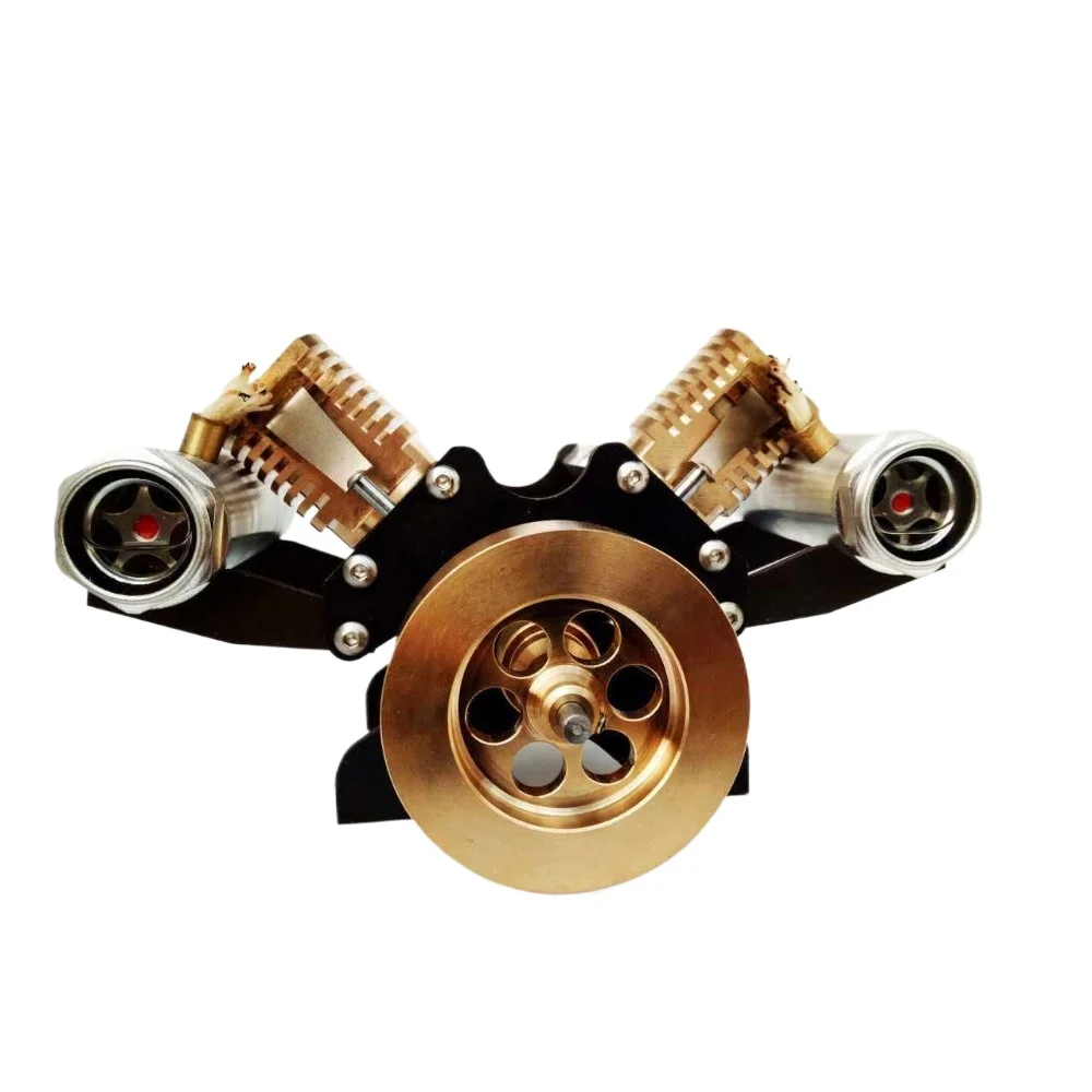 V2 Zweizylinder-Stirlingmotor mit externer Verbrennung, Metall-Vakuummotor, Desktop-Dekoration, Spielzeug, Geschenk, Stirlingmotor-Modell