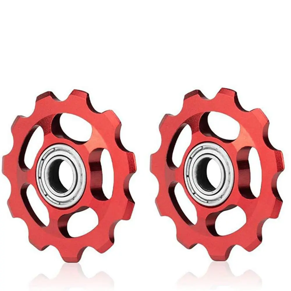 11T Gear MTB Bicycle Rear Derailleur Jockey Wheel Aluminum Sealed Bearing Pulley Highway mountain Bike Shift Guide Wheel Red