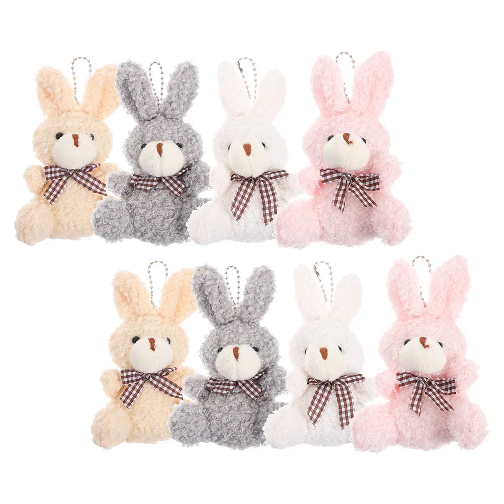 

8pcs Rabbit Keychain Soft Bunny Pendant Mini Stuffed Animal Key Ring Easter Gift Kids Backpack Accessories Toy