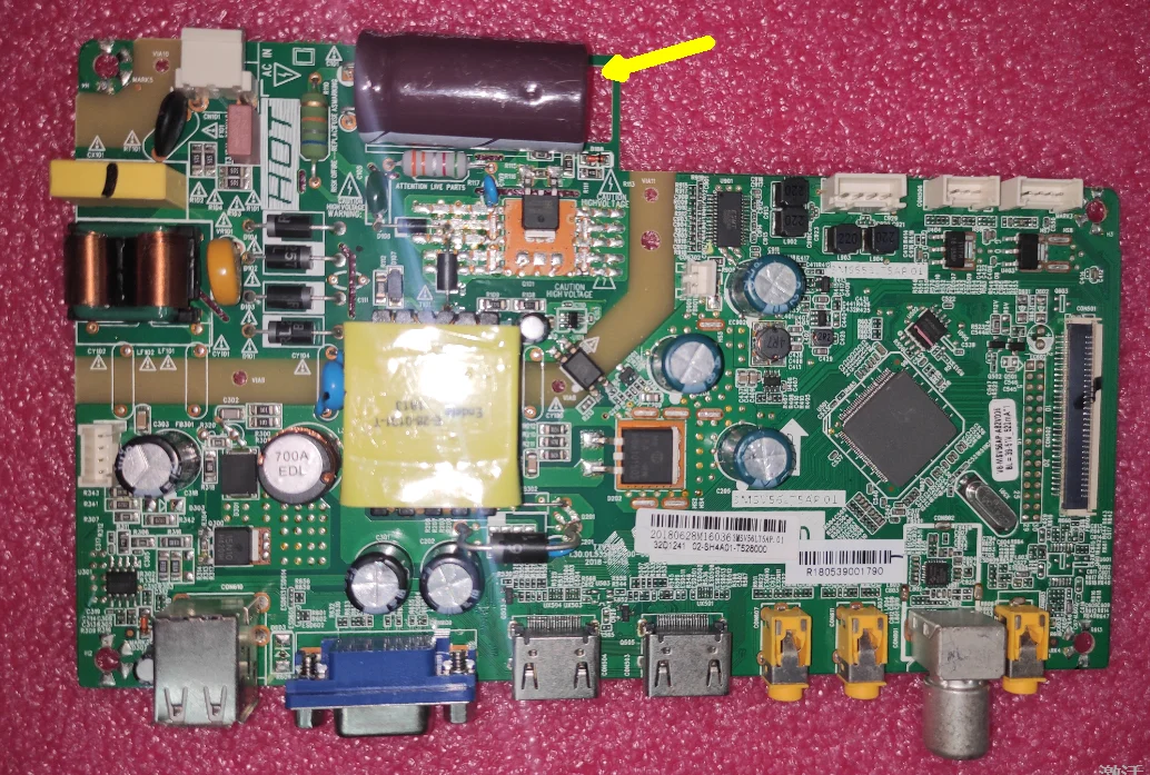 ¡Envío gratis! 3MS553LT5AP01 3MS56LT5AP01 32S1290L placa base de TV tres en uno probada bien 39-51v 520ma