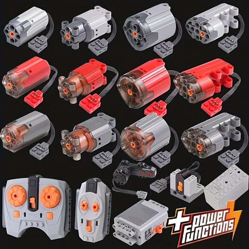 Elektrische Motor Set die Auto Fernbedienung Batterie Box Schalter mit Led-Licht Power Funktion MOC Bausteine Autos Motor Spielzeug – Detail 1